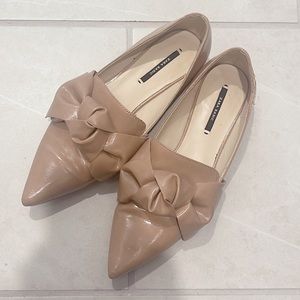 Zara Nude Bow Flats Size 38